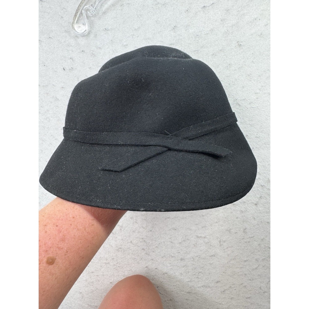 Made in Italy Cashmere Bucket Hat Women S Black 100% Wool 20s Flapper Elegant - Picture 8 of 8
